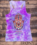 Irony Vest Womens Vest Top,"Positivity, Abundance, Faith" Hamsa Hand Of Fatima Aztec Pattern SUB787