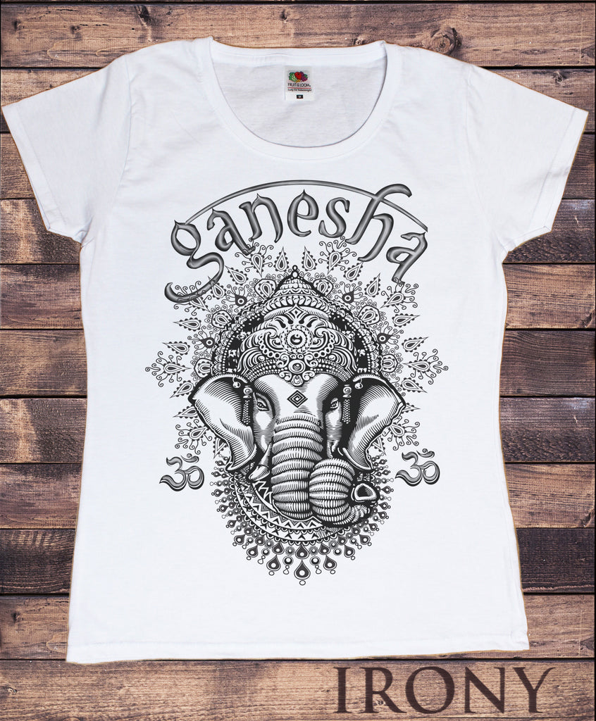 Women's T-Shirt Ganesh Elephant God Line Art Meditation India Zen  Print TS967